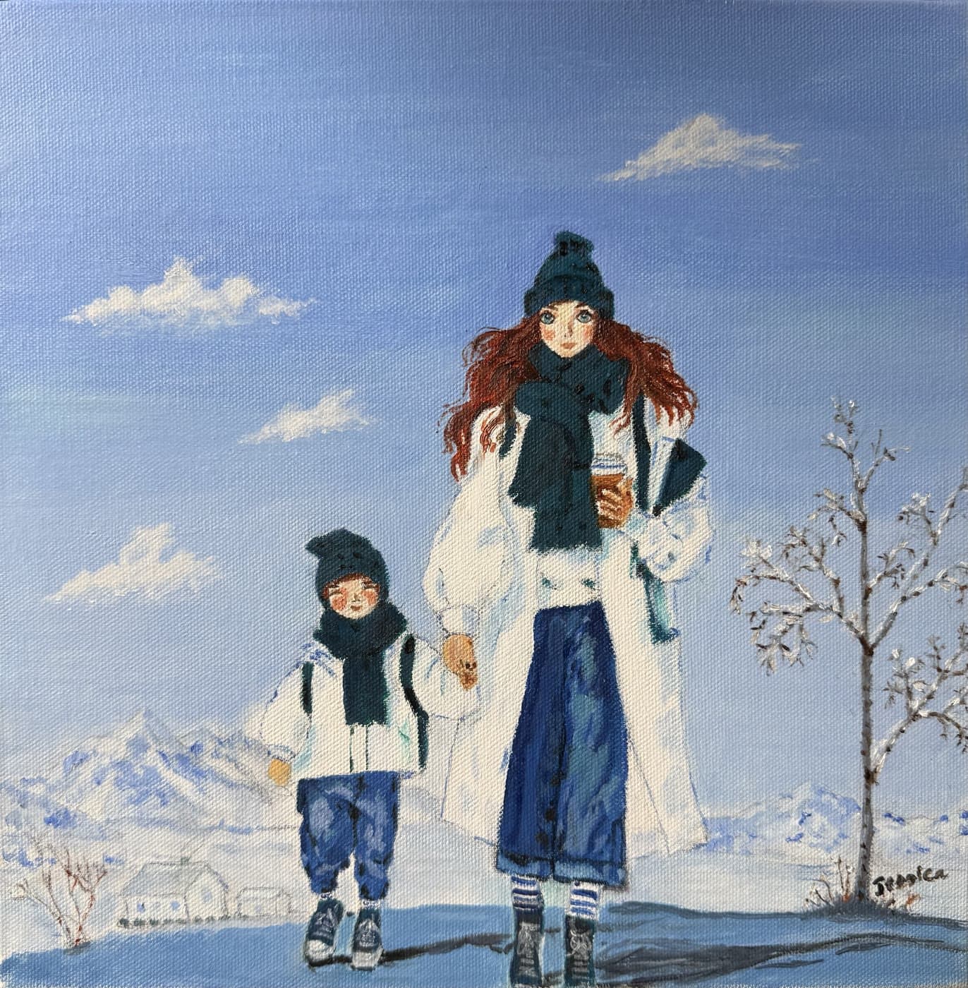 A Winter Walk — Oil on Canvas
