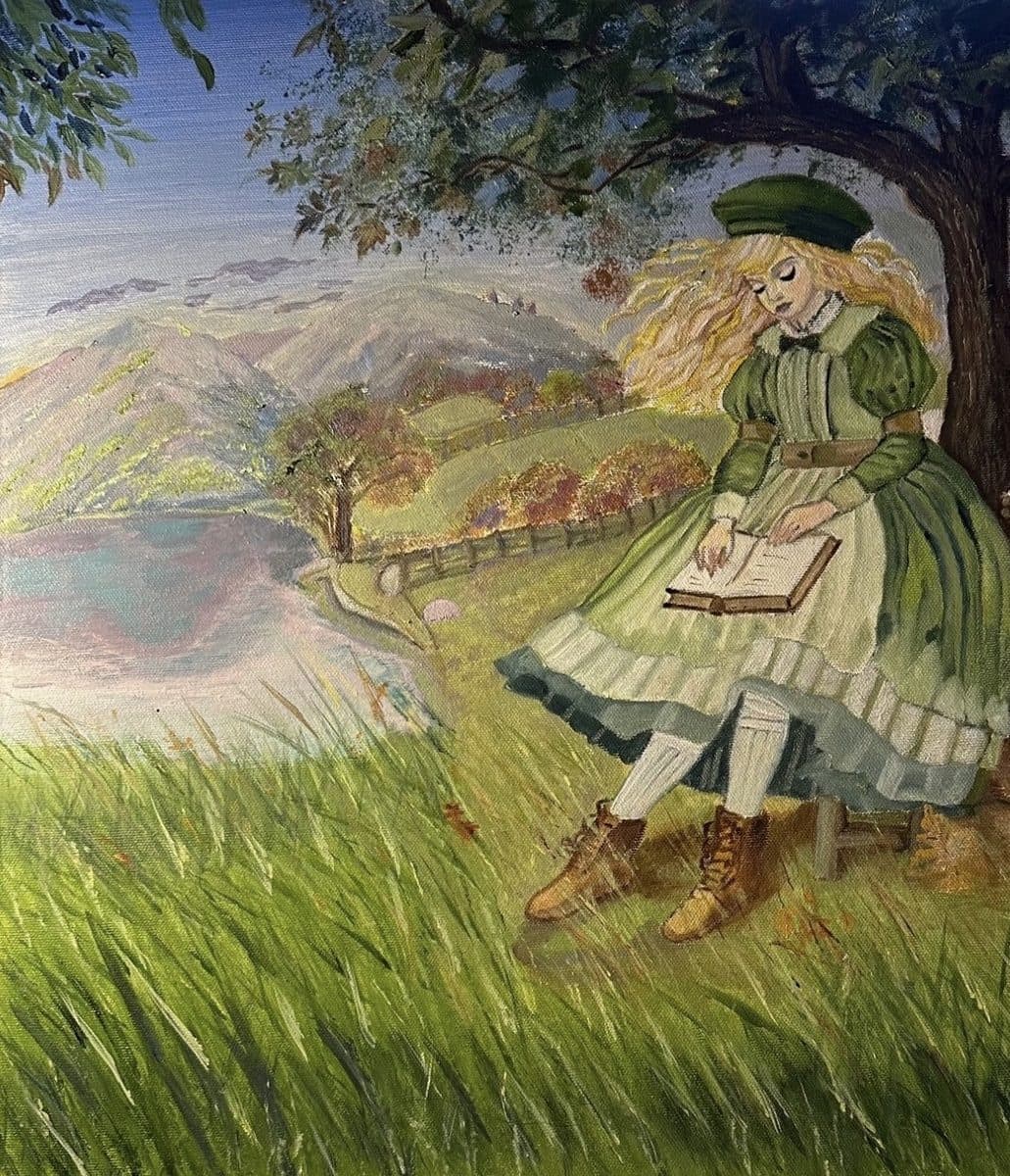 Girl Reading Under a Tree — Oil on Canvas