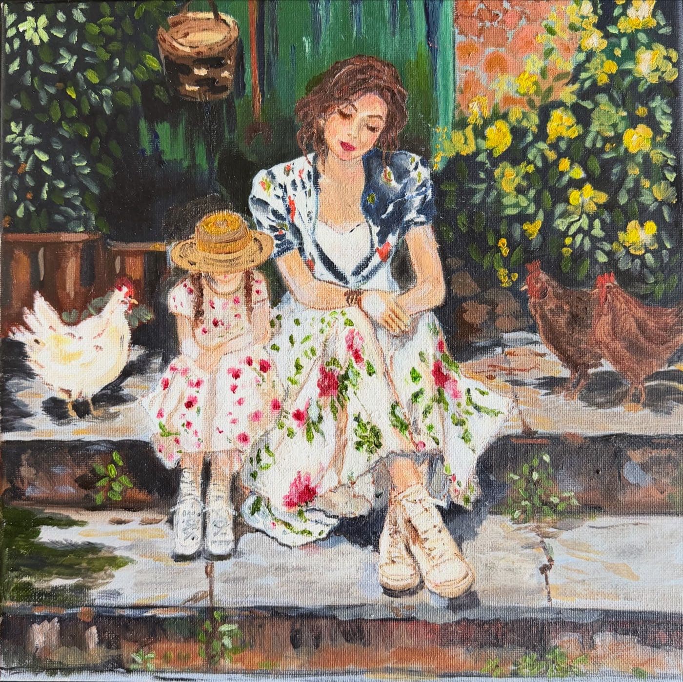 On the Porch — Oil on Canvas